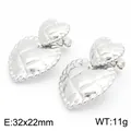 Quilted double heart stainless steel drop earrings in silver finish for women - Steel