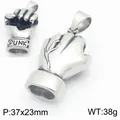Antique silver punk fist power grip pendant necklace for men, trendy fashion jewelry - Punk Power Grip (KP117946-KJX) / Silver
