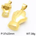 Gold punk fist pendant for men with size and weight info - Punk Power Grip (KP117947-KJX) / Gold