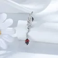 Gothic angel wing ear stud with red kite-cut gemstone in silver titanium finish - Right Side Single (A1465-1) / Silver Red