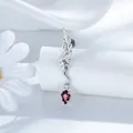 Titanium angel wing ear piercing jewelry with a dark style and red rhomboid gemstone detail - Left Side Single (A1465-3) / Silver Red