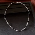 Detailed view of a silver minimalist clavicle chain with unique mesh diamond patterns - Necklace-Silver-Purple
