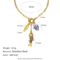Medidas detalladas del collar con colgante de pez en acero inoxidable chapado en oro de 18K - Estilo N3733 / Dorado