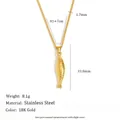18K gold plated stainless steel fish pendant necklace featuring detailed size measurements - N3434 Style / Gold