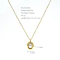 Detailweergave van 14k vergulde ketting met 14,2 mm parelhanger en specificaties - Kunstmatige Parel Hanger (ZN2434G) / Goud
