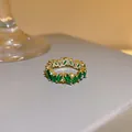Elegante vintage gouden ring met onregelmatige smaragdgroene geometrische kristallen - Rechthoekige Eenvoudige Smaragd Stijl - Goud (5#)