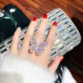 Prachtige vlinder kristallen ring met fonkelende zirkoonstenen voor elegante damesmode - Groot Formaat Volledige Zirkoon Vlinder Stijl - Zilver (2#)