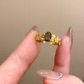 Elegante vintage onregelmatige geometrische ring met paarse edelsteen en gouden afwerking - Paarse Ovale Hoofdsteen Stijl - Goud (23#)