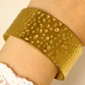 Exaggerated wide gold hammered stainless steel cuff bangle for women with textured finish - Small Hammered Style (DZ-271) / Gold