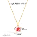 Dettaglio della collana in acciaio inossidabile placcato oro 18k con ciondolo a fiore - Collana (TN3802-R)