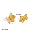 Detailansicht der goldenen Blumenohrstecker mit Größenangaben und Gewichtsangaben - Ohrhaken Blume (TE60861-G) / Gold