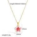 Detailed view of enamel flower necklace with length and weight measurements - Flower Necklace (TN3802-R)