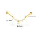Gold industrial ear bridge with zircon charms, 1.2mm gauge and 8mm bar length dimensions - Arch Zirconia Style (2667-3#) / Gold