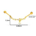 Golden stainless steel industrial bar piercing with zirconia flowers and butterfly - Flower Butterfly Style (2667-4#) / Gold