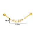 Gold-plated stainless steel industrial barbell with marquise cubic zirconia leaf design 1.2x8mm - Leaf Shape Style (2667-5#) / Gold