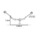 1.2x8mm stainless steel industrial barbell piercing with floral zircon accents - Flower Butterfly Style (2667-4#) / Silver