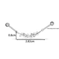 Marquise CZ leaf stainless steel industrial barbell ear bridge piercing 1.2x8mm - Leaf Shape Style (2667-5#) / Silver