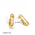 Two-tone gold and silver safety pin stud earrings in 18k gold plated stainless steel - Safety Pin Style Two Tone Earrings (TE60842)