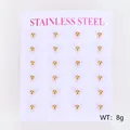 Complete set of 12 pairs of gold ball stud earrings in stainless steel on card - 3mm (ai-12 Pairs/Pack) / Gold