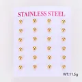 Complete set of 12 pairs of minimalist gold-plated stainless steel ball stud earrings - 4mm (ai-12 Pairs/Pack) / Gold