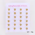 Set of 12 pairs of minimalist gold stainless steel ball stud earrings for women - 5mm (ai-12 Pairs/Pack) / Gold