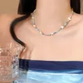 Charming irregular starfish shell beaded necklace perfect for coastal vacation wear - Necklace-Blue