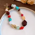 Detailed macro view showing the vibrant textures of this Bohemian acrylic bead necklace - 70# Necklace / Colorful
