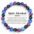 Detailed view of the Quit Alcohol bracelet with calming blue and purple stones. - Quit Alcohol