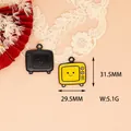 Detailed view of retro TV alloy enamel charms with 31.5mm height and 5.1g weight - Television (G)