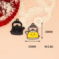 Detailed view of DIY alloy kettle charms with dimensions 38mm by 35mm and smiley face design - Teapot (G)