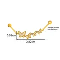 Gold butterfly industrial barbell ear bridge with cubic zirconia stones 1.2mm gauge - Butterfly Style (2666-3#) / 1.2*8mm / Gold
