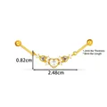 Gold stainless steel angel wing heart industrial barbell piercing with crystals - Heart Wing Style (2666-4#) / 1.2*8mm / Gold