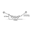 Βιομηχανικό σκουλαρίκι 1.2*8mm από ανοξείδωτο ατσάλι με σχέδιο φύλλου και κρύσταλλα - Στυλ Κλαδί Ελιάς (2666-2#) / 1.2*8mm / Ασημί