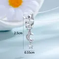 Boucle d'oreille lune et étoile en argent avec zircons, créole piercing Y2K, 2,5 cm - Style Étoile Lune (A1450-1) / Pièce Unique