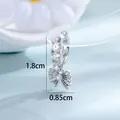 Créoles argentées avec pendentif nœud, zircons et perle - Style Nœud Papillon (A1450-2) / Pièce Unique