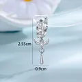 Élégante boucle d'oreille Y2K en argent avec ailes d'ange, cœur et pierres de zircone - Style Ailes de Gardien (A1450-5) / Pièce Unique