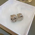 Minimalist silver-tone geometric stud earrings with irregular crushed metal texture. - Silver Irregular Wrinkled C-Shape (82#)