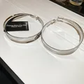Modern minimalist wide silver hoop earrings with a high-polished metallic mirror finish. - 63# 925 Silver Post - Silver Round