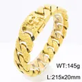 Schweres goldenes Panzerarmband mit Totenkopf-Design und einer Eis-Riss-Textur - Totenkopf Eisriss-Stil (KB213364-KJX) / Gold