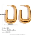 Maße und Details zu klobigen U-förmigen Ohrringen aus 18K vergoldetem Edelstahl - U-Form Hohl Stil (E7534) / Gold