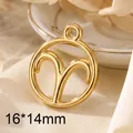 Golden Aries constellation round hollow stainless steel pendant charm size 16x14mm - Aries / Silver