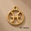Gold plated stainless steel hollow Pisces zodiac sign charm pendant 16x14mm for DIY jewelry - Pisces / Silver
