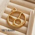 16x14mm gold-plated stainless steel circular hollow Taurus zodiac pendant for DIY jewelry - Taurus / Silver