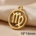 Vergoldeter Edelstahl Jungfrau Sternzeichen Rundhänger, Größe 16x14mm - Jungfrau