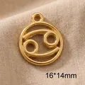 Edelstahl Anhänger mit Sternzeichen Krebs vergoldet im runden Hohldesign 16x14mm - Krebs