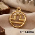 Goldener Libra-Sternzeichen-Anhänger aus Edelstahl für DIY-Schmuck, Größe 16x14 mm. - Waage