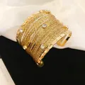 Bracciale a polsino dorato a più strati intrecciati con strass scintillanti raffinati - Stile Strass Multistrato (1#) / Oro