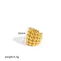 Gold-plated stainless steel ear cuff with multi-layered spheres, 16mm height and 6.5g weight - Multi-Layer Beaded Style (TE60833) / Gold