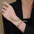 Set di bracciale e anello a serpente dorato esagerato per un look estetico di lusso chic - Stile Avvolto a Serpente (52#) / Set da 2 pezzi / Oro