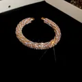 Lussuoso bracciale rigido a C dorato completamente decorato con strass scintillanti. - Stile Aperto con Strass Completo (56#) / 1 Pezzo / Oro